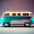 Retro-futuristic van with two-tone paint and panoramic windows