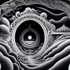 Intricate Fractal Artwork with Spiraling Tunnel Effect