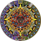 Circular Ornate Mandala with Blue, Orange, and Gold Patterns