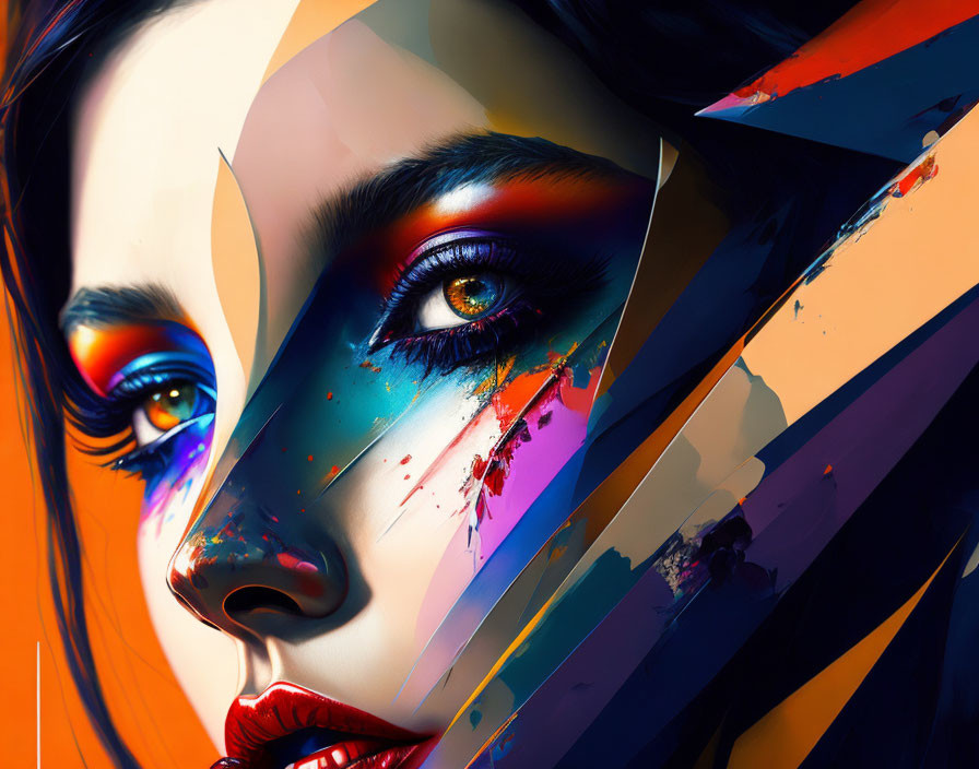 Colorful Abstract Digital Portrait of Woman