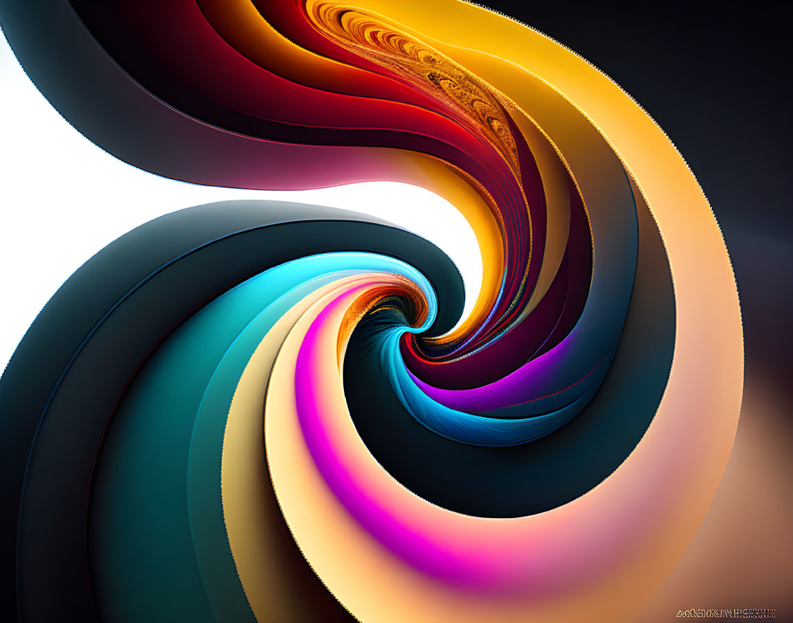 Colorful Swirling Vortex Art on Black Background