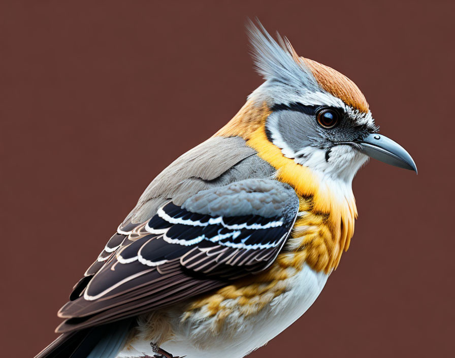 Colorful Bird with Orange, Black, and White Feathers & Crest