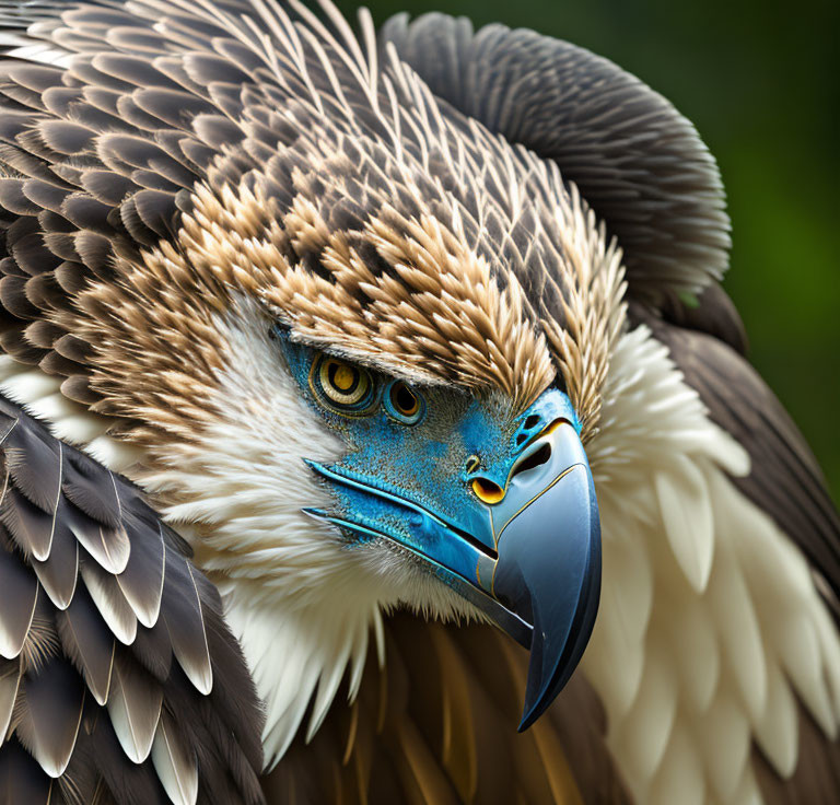 Detailed Close-Up of Majestic Eagle with Sharp Beak and Yellow Eyes