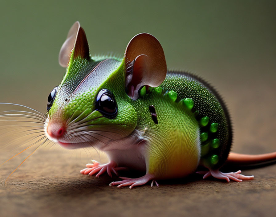 Whimsical creature artwork: Mouse-frog blend with large ears and bright eyes