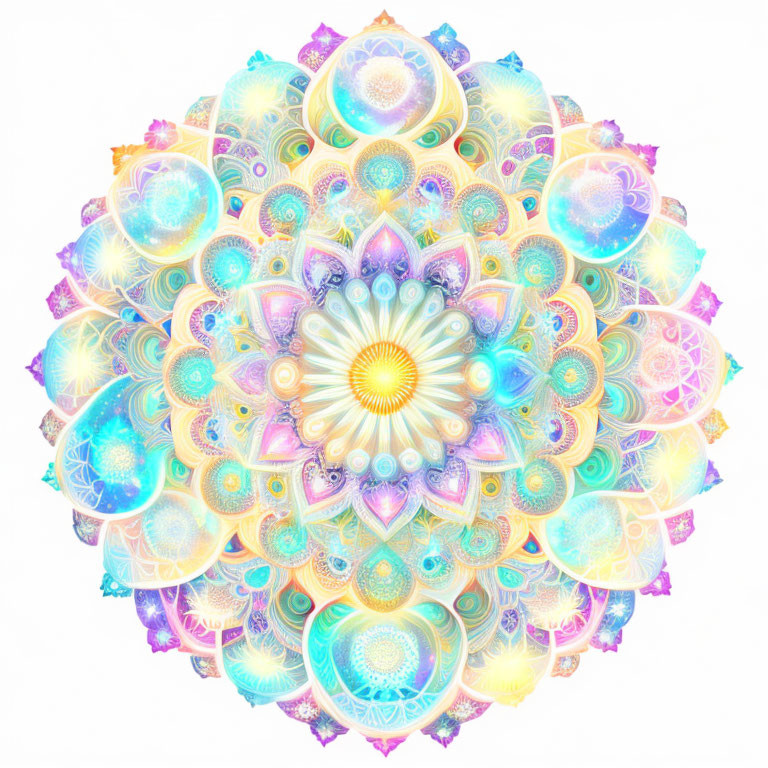 Colorful Mandala with Floral Designs and Pastel Hues