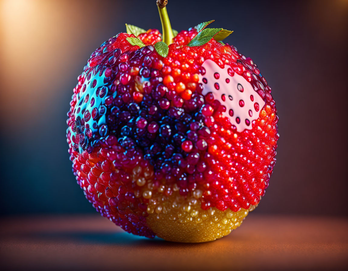 Vibrant composite image of gradient berries blend