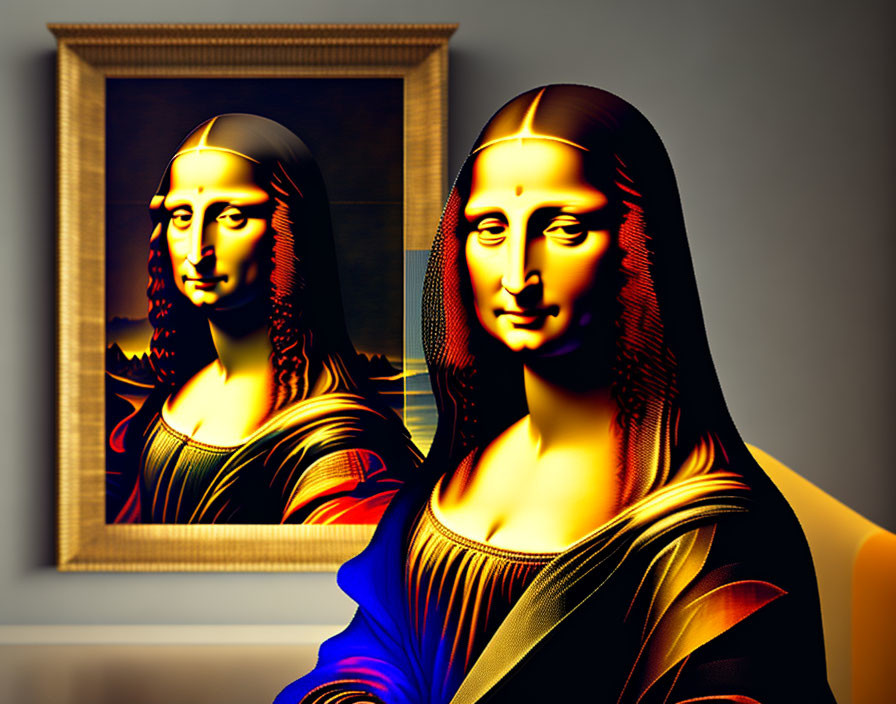 Traditional vs Modern: Dual Mona Lisa Versions in Painting