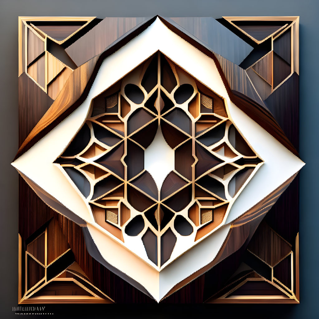 Geometric Islamic-style pattern in brown, bronze, and white tones