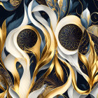 Floral Pattern with Gold and White Elements on Dark Background