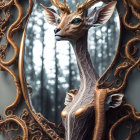 Majestic Stag with Elongated Horns in Fantasy Forest