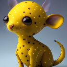 Yellow Polka-Dotted Fantastical Feline Creature Illustration