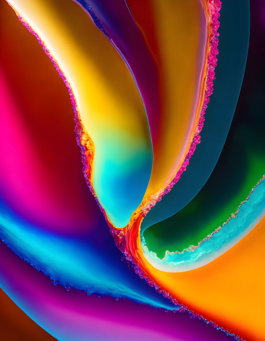 Colorful Abstract Swirls in Blue, Orange, and Pink Spectrum