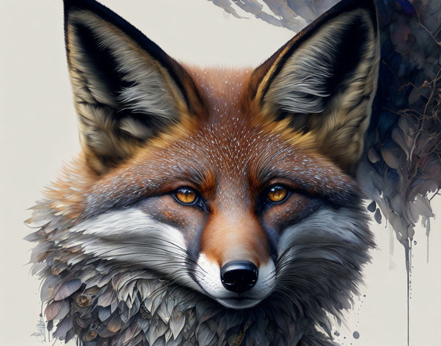 Detailed Fox Face Painting with Sharp Eyes