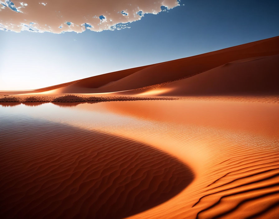 Desert dunes under sunset light: sharp contrasts and textured sand