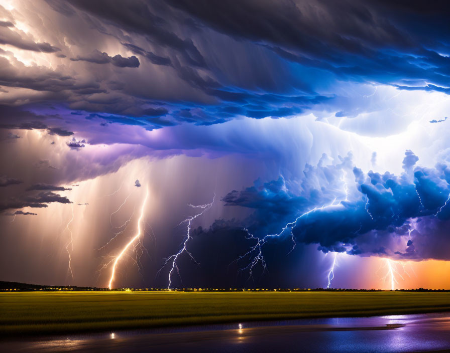 Intense lightning strikes in dramatic thunderstorm