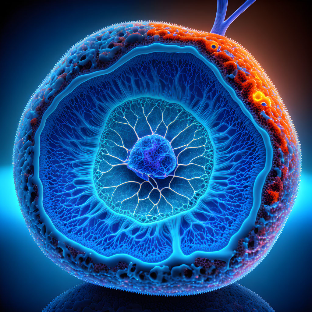 Vibrant 3D Cell Illustration: Nucleus, Cytoplasm, Cell Mem