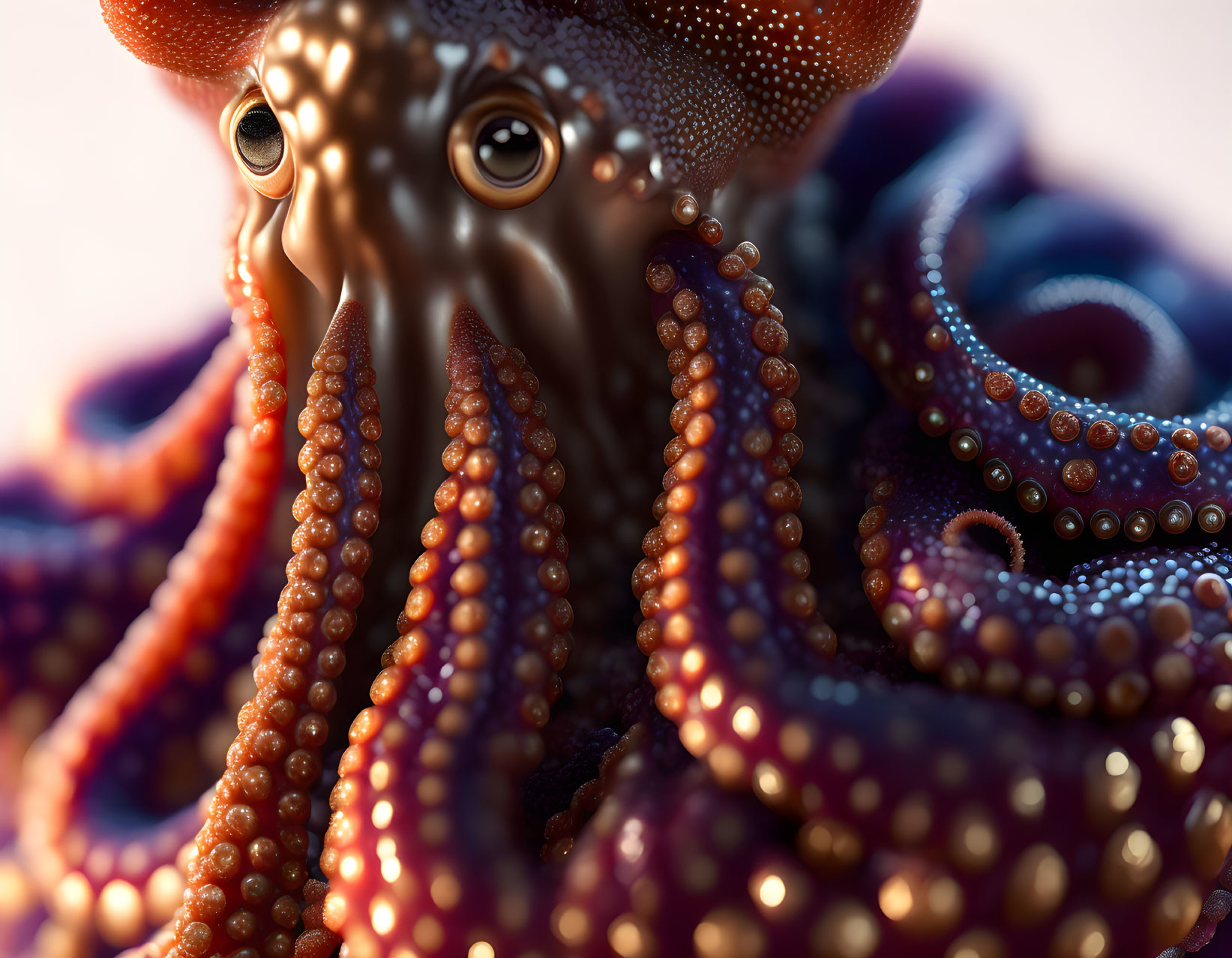 Realistic Octopus Close-Up with Detailed Textures and Eye Focus