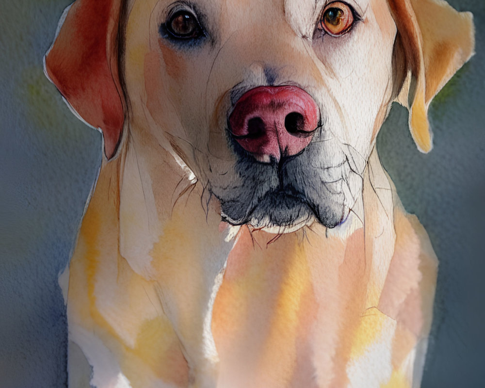 Yellow Labrador Retriever in Soft Watercolor Style