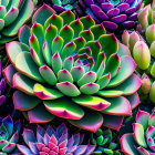 Colorful Succulent Plants Arrangement in Green, Purple, and Pink