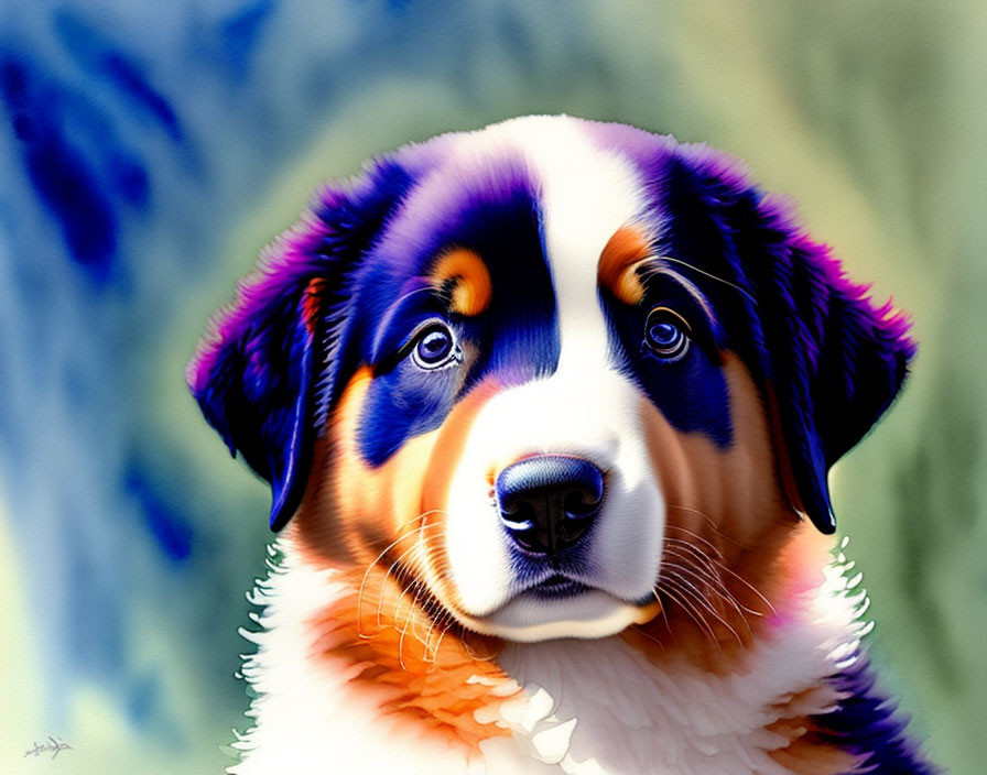 Vibrant Bernese Mountain Dog Puppy Illustration