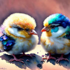 Colorful Watercolor Birds on Soft Background