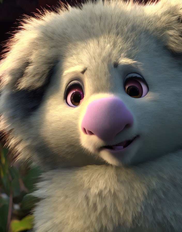 Detailed Close-Up of Animated Koala with Expressive Eyes