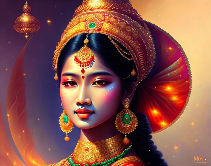 Traditional Indian Attire Woman Portrait with Vibrant Colors