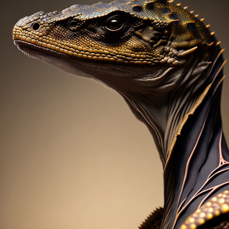 Detailed Close-Up of Lizard's Skin Texture on Blurred Background