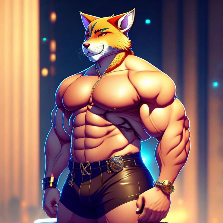 Chico máscara de furry con grandes pectorales 