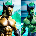 Muscled Wolverine Character with Iconic Hairstyle on Iceberg Backdrop