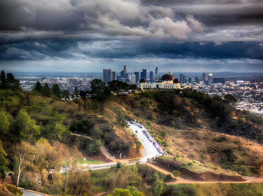 Los Angeles from Griffith Park, winter storm