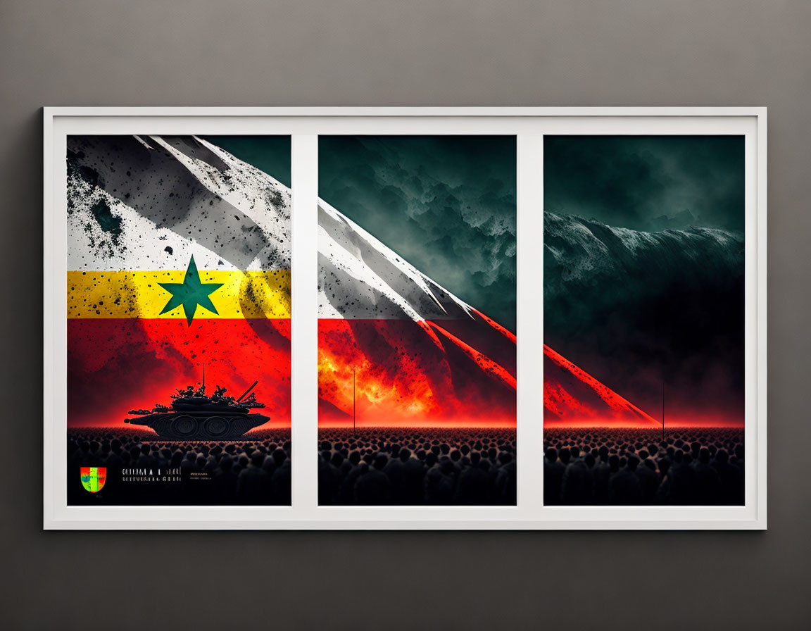 Abstract Military and National Pride Triptych Wall Art