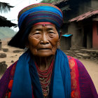 Two women in traditional headscarves and colorful attire outdoors with focused expressions