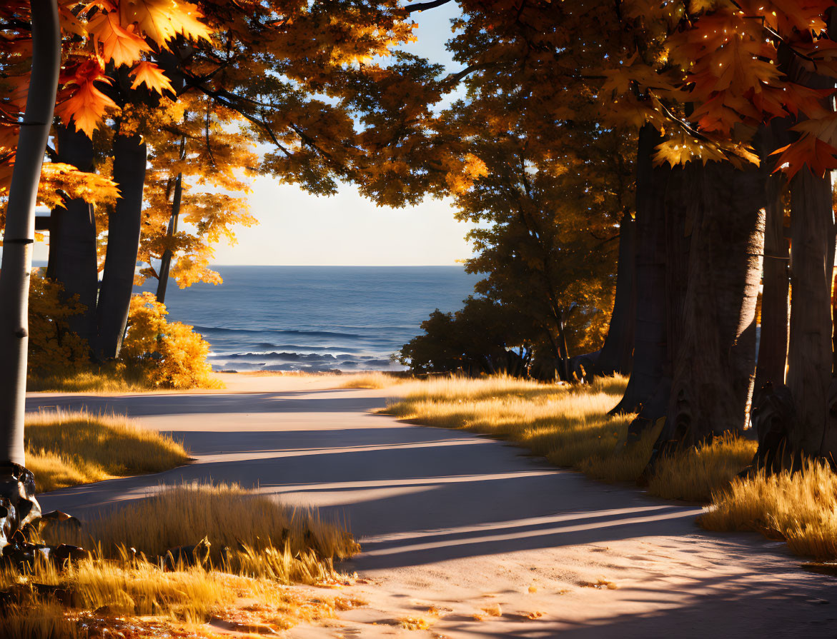 autumn near a small bay on the sea