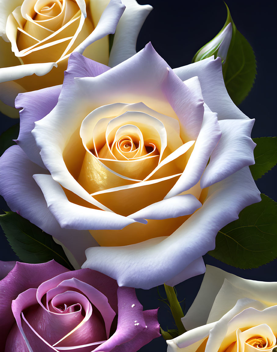 Purple-Tinted Roses Bouquet on Dark Background