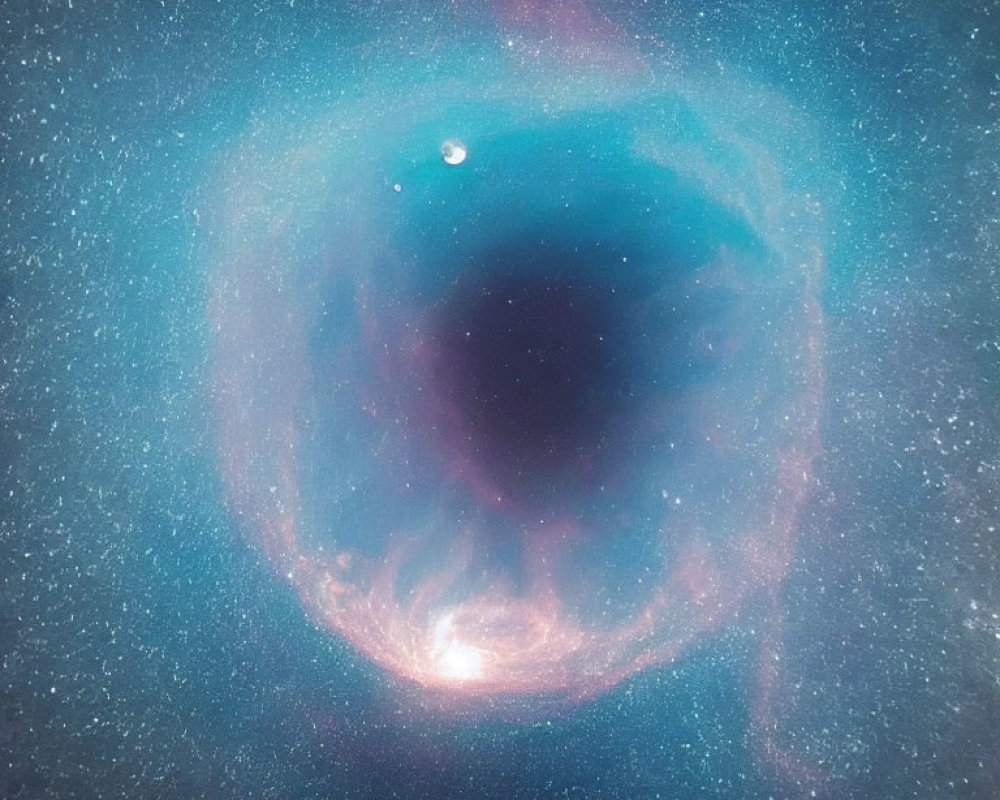 Vibrant blue and pink nebula against starry background