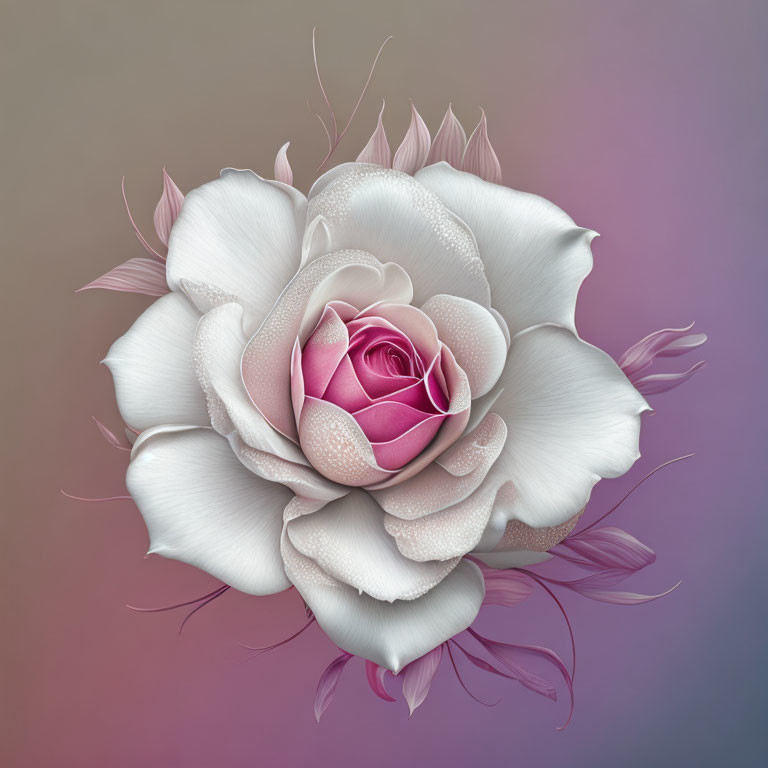 Digitally-rendered white and pink flower on gradient background with subtle reflection