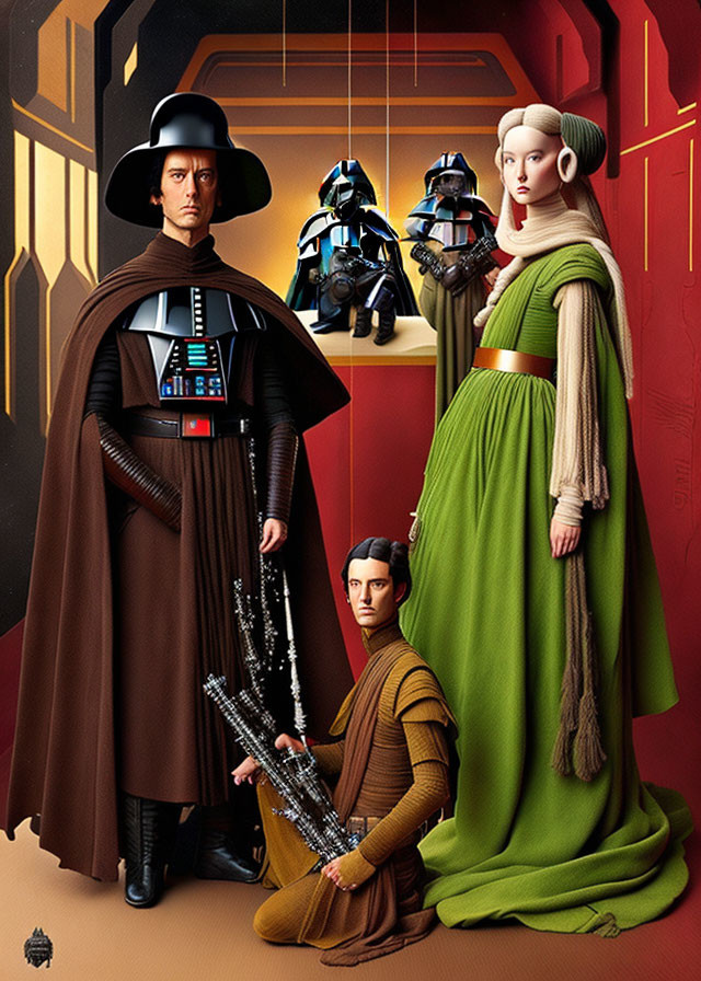 Stylized Star Wars Poster: Darth Vader, Stormtroopers, Padmé Amidala,