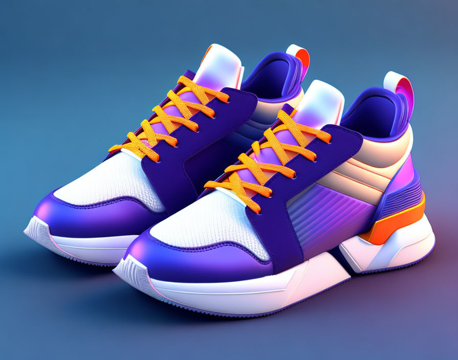 Modern White Sneakers with Purple, Blue, and Orange Accents