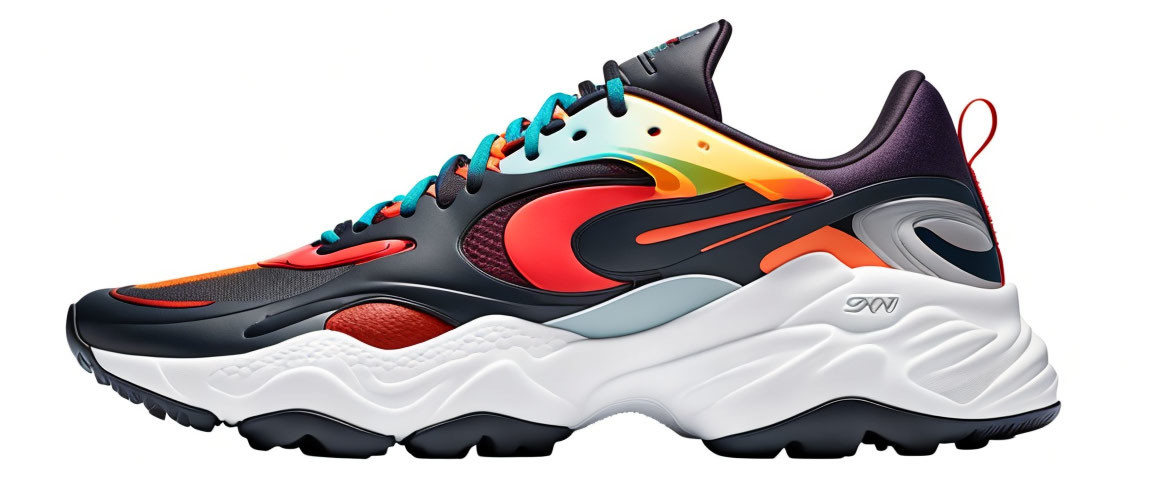 Multicolored Modern Sneaker with Wavy Layered Sole Design