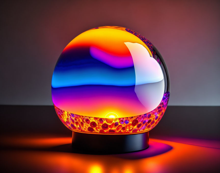 Multicolored Glass Sphere with Gradient Colors and Bubble Pattern