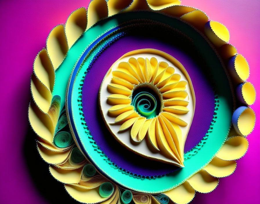 Vibrant Spiral Paper Art on Purple-Pink Gradient Background