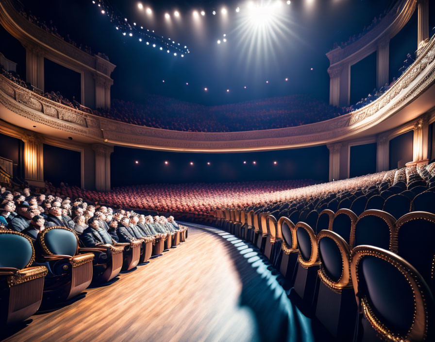 Opulent theater with ornate golden details and plush red seats