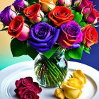 Colorful Stylized Flowers Artwork with Purple, Pink, Yellow, and White Petals