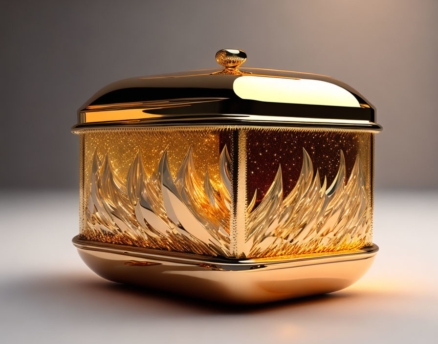 Luxurious Golden Butter Dish with Intricate Etchings