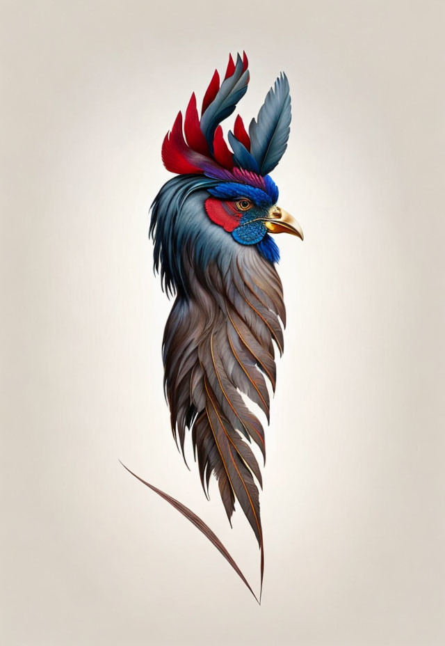 Colorful Rooster Illustration with Vibrant Feathers