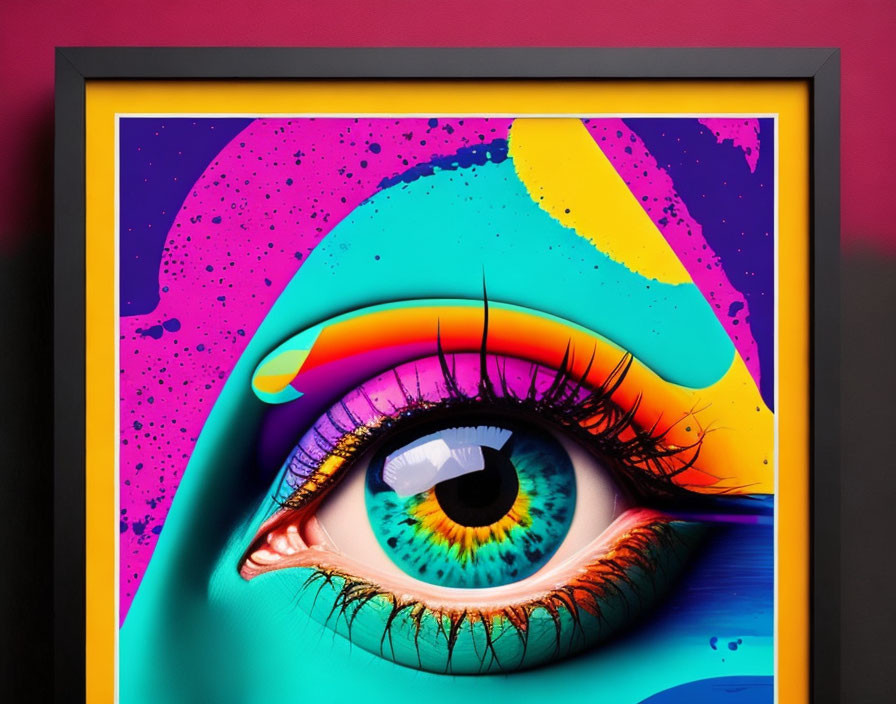 Colorful Stylized Eye Artwork on Dark Background