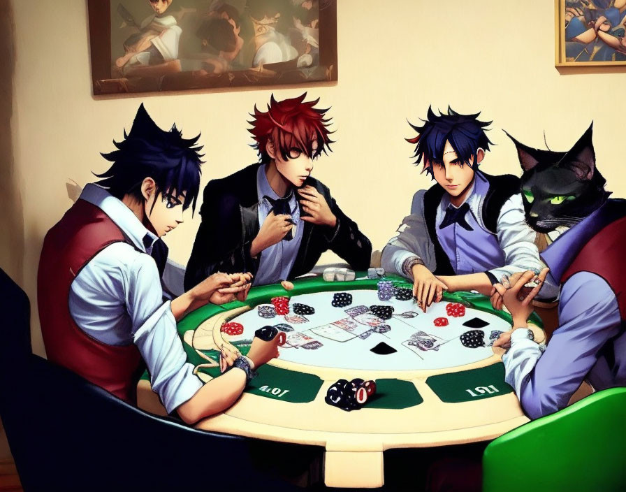 Colorful Poker Game with Animated Characters