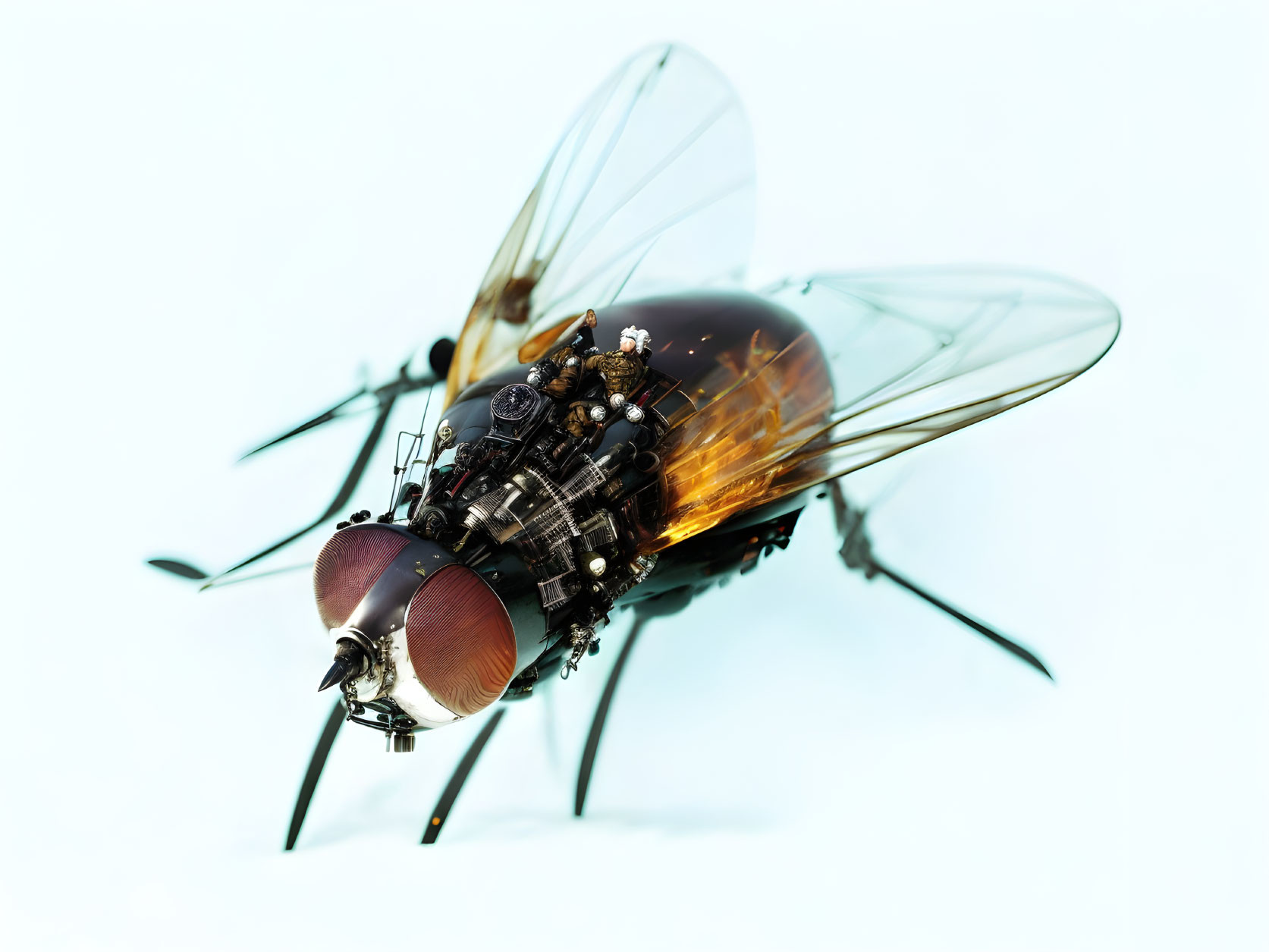 Intricate mechanical fly blending biology and technology