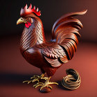 Detailed Rooster Artwork with Metallic Sheen and Rope Element